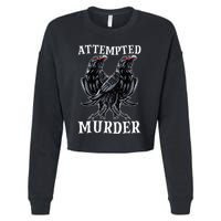 Attempted Murder Two Crows Birds Spooky Crows Pun Cropped Pullover Crew