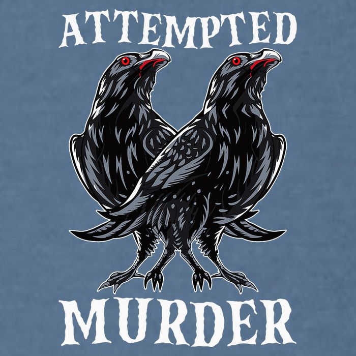 Attempted Murder Two Crows Birds Spooky Crows Pun Garment-Dyed Sweatshirt