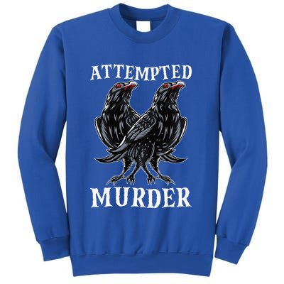 Attempted Murder Two Crows Birds Spooky Crows Pun Sweatshirt