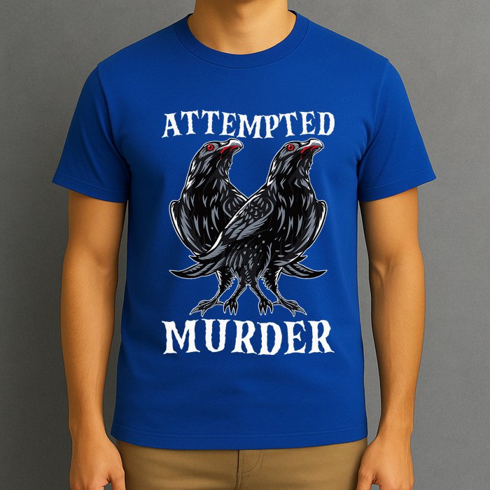 Attempted Murder Two Crows Birds Spooky Crows Pun T-Shirt