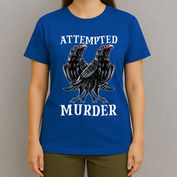 Attempted Murder Two Crows Birds Spooky Crows Pun T-Shirt