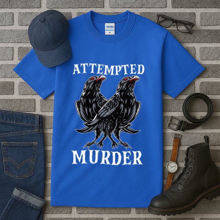 Attempted Murder Two Crows Birds Spooky Crows Pun Tall T-Shirt