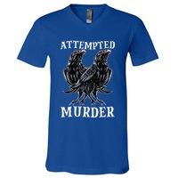Attempted Murder Two Crows Birds Spooky Crows Pun V-Neck T-Shirt