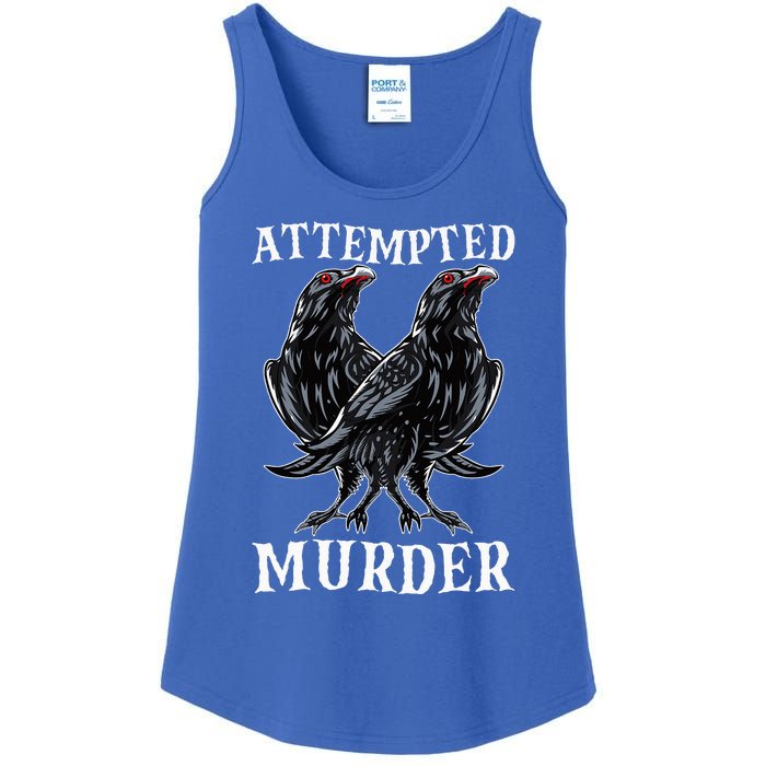 Attempted Murder Two Crows Birds Spooky Crows Pun Ladies Essential Tank