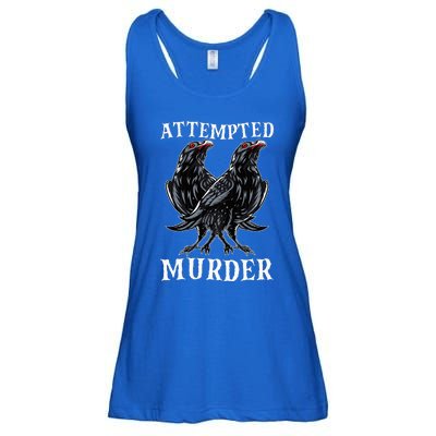 Attempted Murder Two Crows Birds Spooky Crows Pun Ladies Essential Flowy Tank