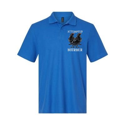 Attempted Murder Two Crows Birds Spooky Crows Pun Softstyle Adult Sport Polo