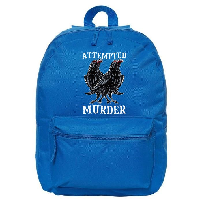 Attempted Murder Two Crows Birds Spooky Crows Pun 16 in Basic Backpack