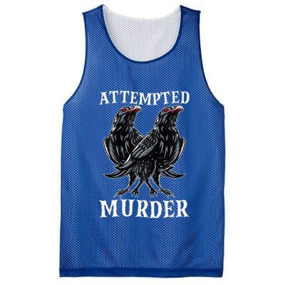Attempted Murder Two Crows Birds Spooky Crows Pun Mesh Reversible Basketball Jersey Tank