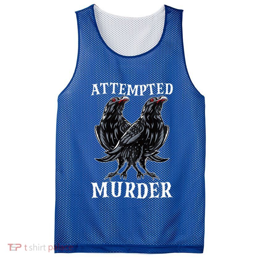 Attempted Murder Two Crows Birds Spooky Crows Pun Mesh Reversible Basketball Jersey Tank