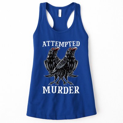 Attempted Murder Two Crows Birds Spooky Crows Pun Womens Tank Top