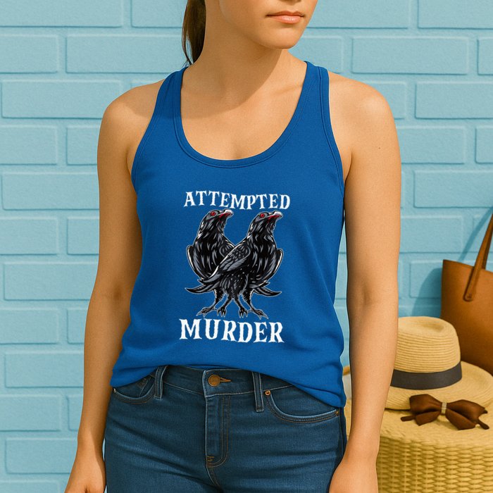 Attempted Murder Two Crows Birds Spooky Crows Pun Womens Tank Top