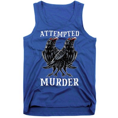 Attempted Murder Two Crows Birds Spooky Crows Pun Tank Top