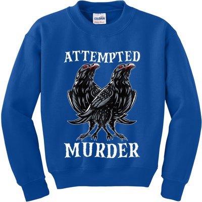 Attempted Murder Two Crows Birds Spooky Crows Pun Kids Sweatshirt