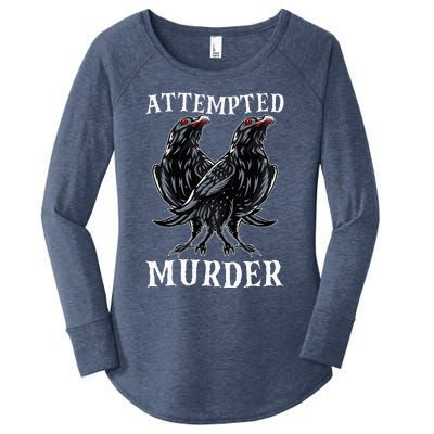 Attempted Murder Two Crows Birds Spooky Crows Pun Women's Perfect Tri Tunic Long Sleeve Shirt