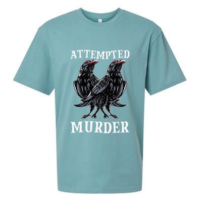 Attempted Murder Two Crows Birds Spooky Crows Pun Sueded Cloud Jersey T-Shirt