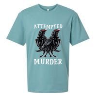 Attempted Murder Two Crows Birds Spooky Crows Pun Sueded Cloud Jersey T-Shirt