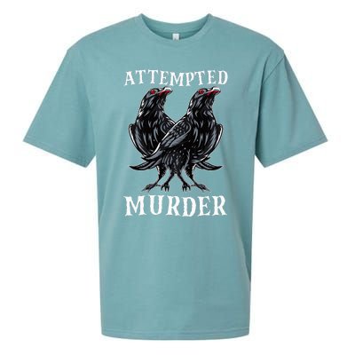 Attempted Murder Two Crows Birds Spooky Crows Pun Sueded Cloud Jersey T-Shirt