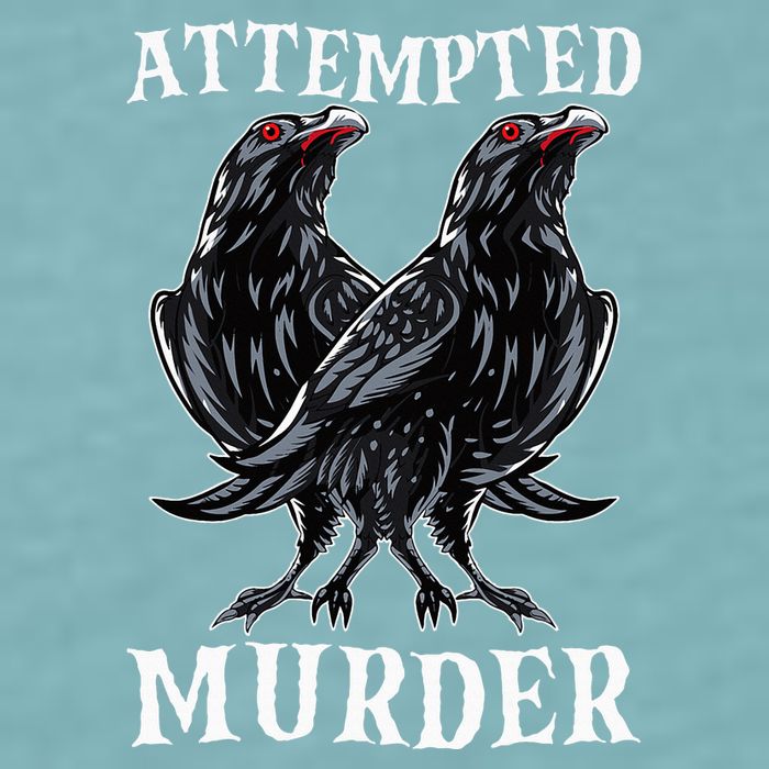 Attempted Murder Two Crows Birds Spooky Crows Pun Sueded Cloud Jersey T-Shirt