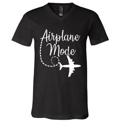 Airplane Mode Traveling Vacation For Girls And Womens Gift V-Neck T-Shirt