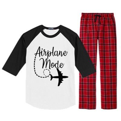 Airplane Mode Traveling Vacation For Girls And Womens Gift Raglan Sleeve Pajama Set