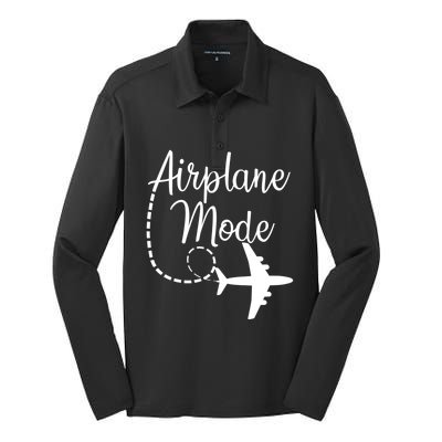 Airplane Mode Traveling Vacation For Girls And Womens Gift Silk Touch Performance Long Sleeve Polo