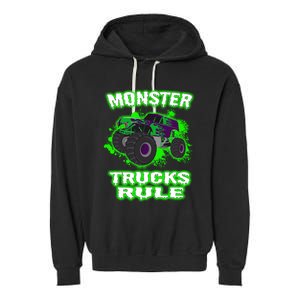 Awesome Monster Trucks Rule Garment-Dyed Fleece Hoodie