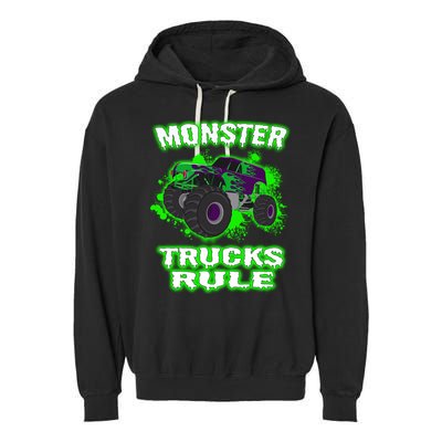 Awesome Monster Trucks Rule Garment-Dyed Fleece Hoodie