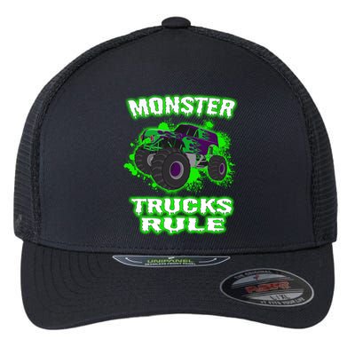 Awesome Monster Trucks Rule Flexfit Unipanel Trucker Cap