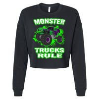 Awesome Monster Trucks Rule Cropped Pullover Crew