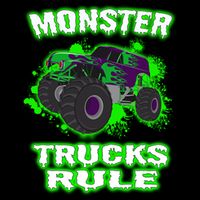 Awesome Monster Trucks Rule Cropped Pullover Crew