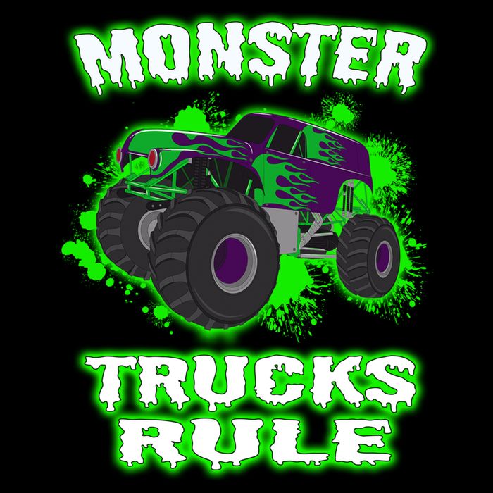 Awesome Monster Trucks Rule Cropped Pullover Crew