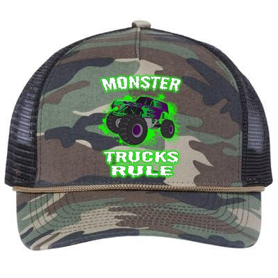 Awesome Monster Trucks Rule Retro Rope Trucker Hat Cap