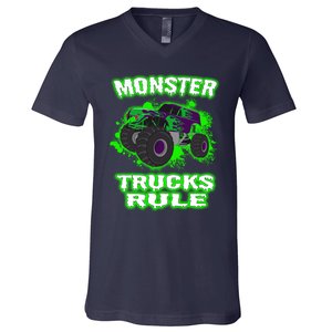 Awesome Monster Trucks Rule V-Neck T-Shirt