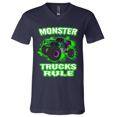 Awesome Monster Trucks Rule V-Neck T-Shirt