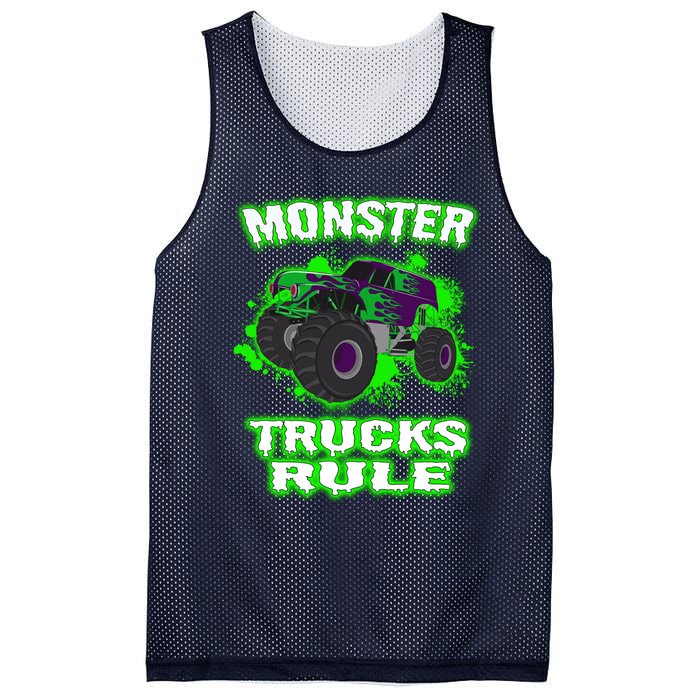 Awesome Monster Trucks Rule Mesh Reversible Basketball Jersey Tank