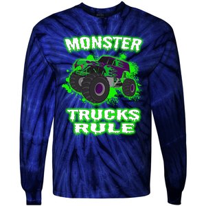 Awesome Monster Trucks Rule Tie-Dye Long Sleeve Shirt