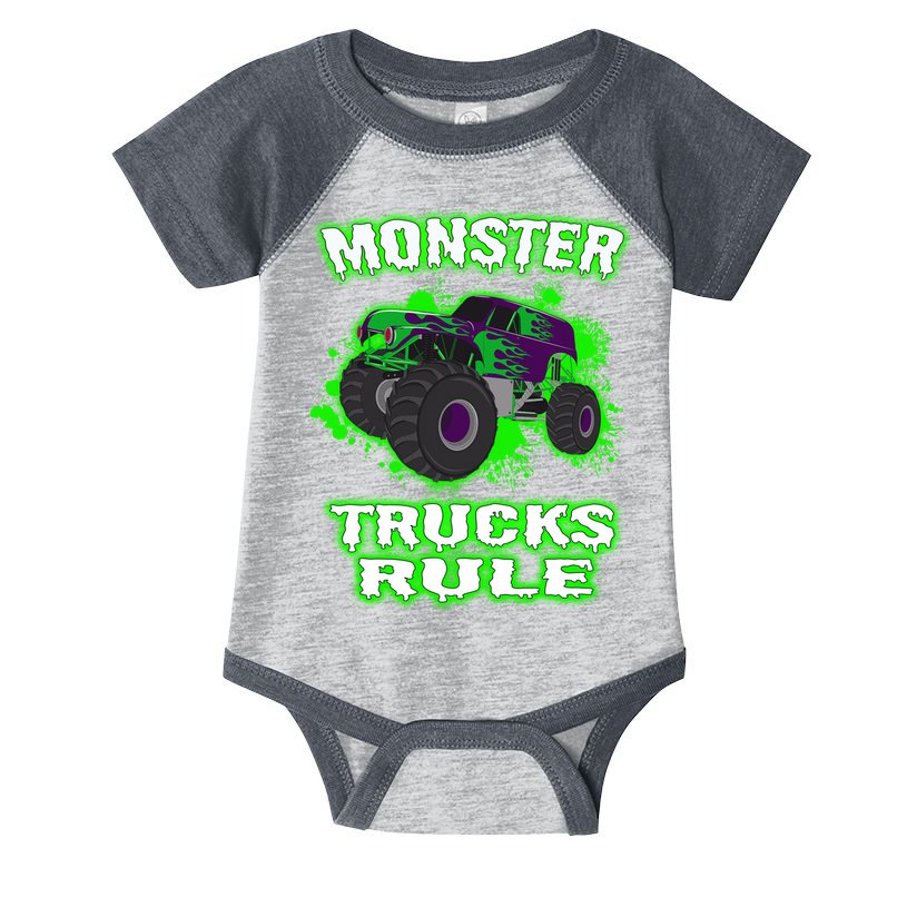 Awesome Monster Trucks Rule Infant Baby Jersey Bodysuit