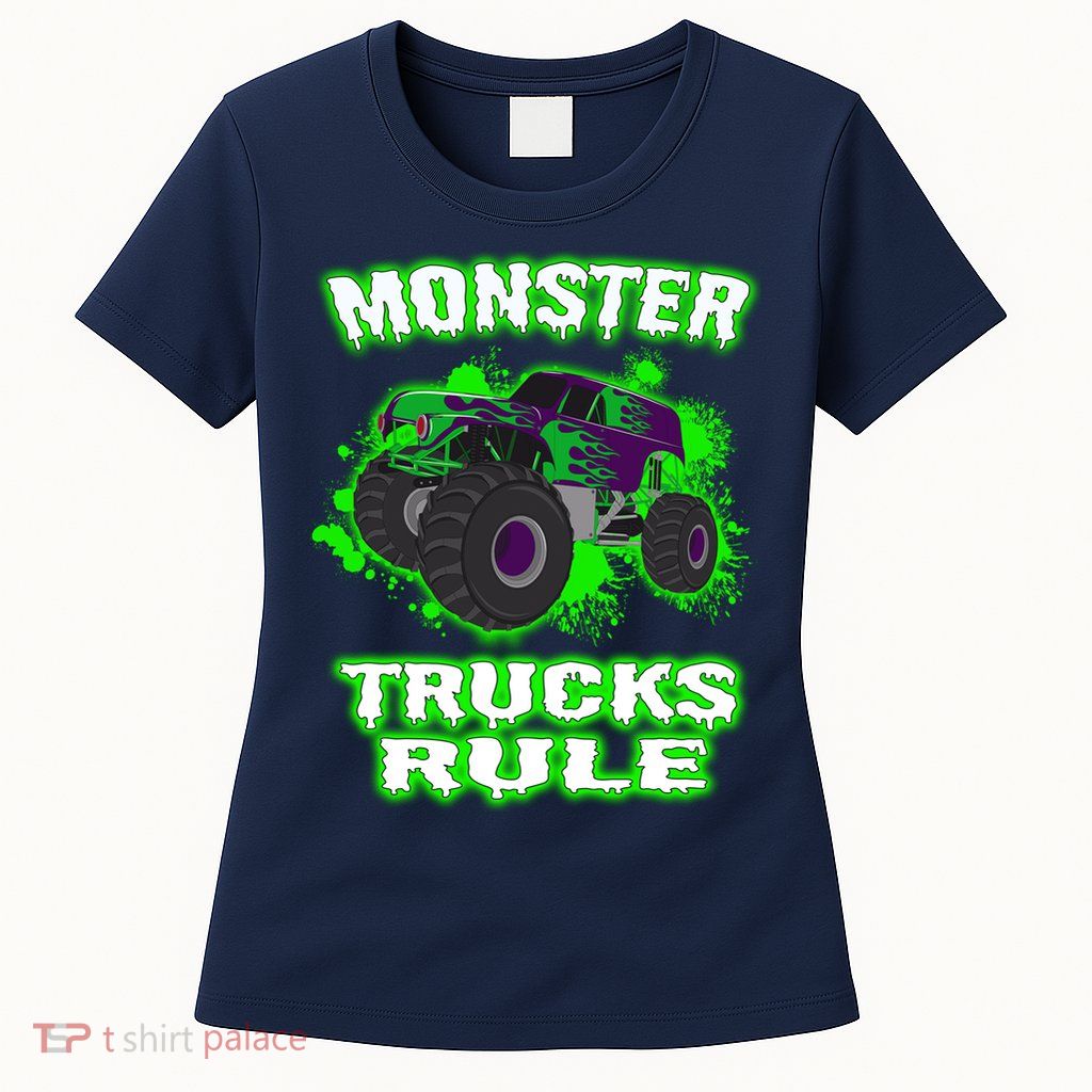 Awesome Monster Trucks Rule Womens T-Shirt
