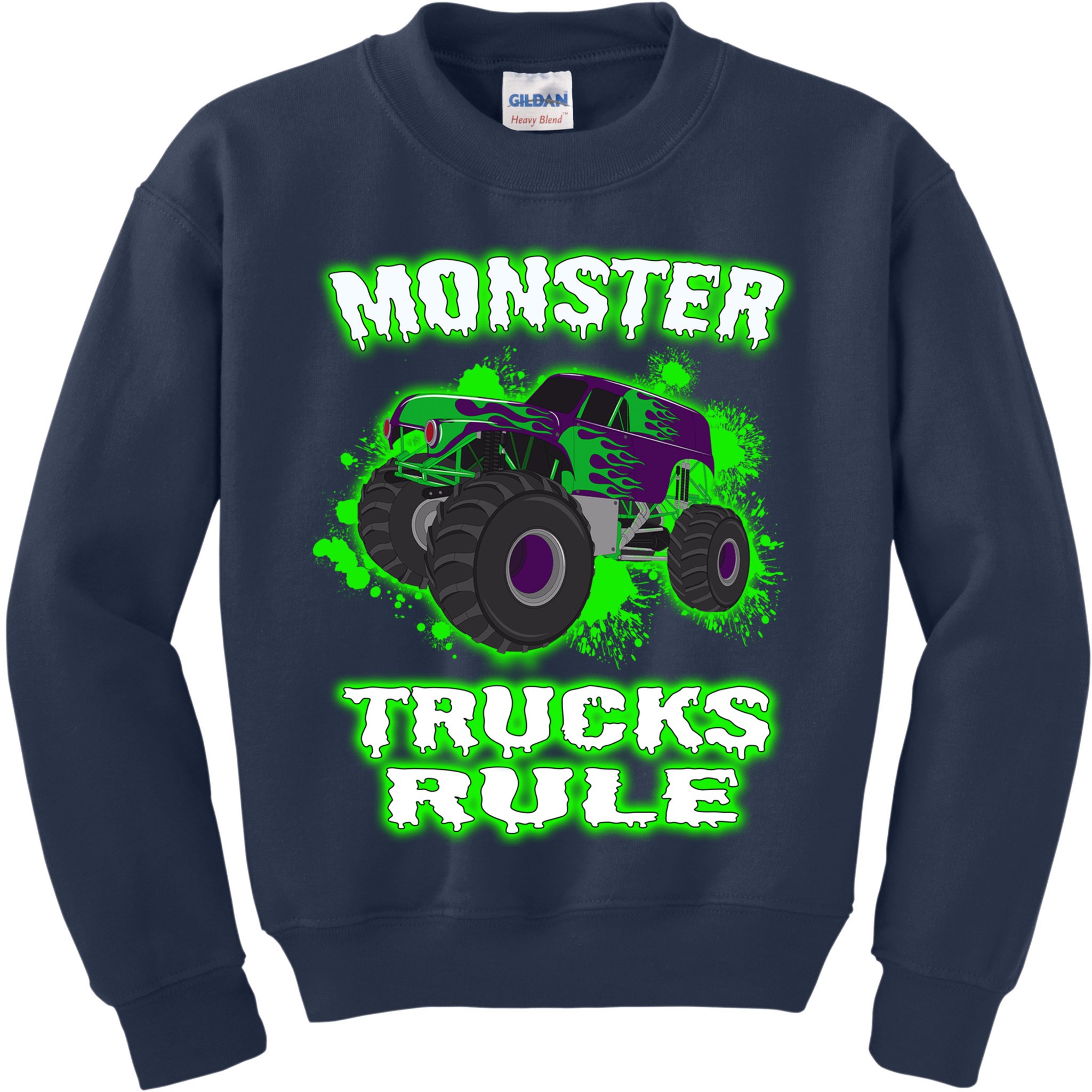 Awesome Monster Trucks Rule Kids Sweatshirt
