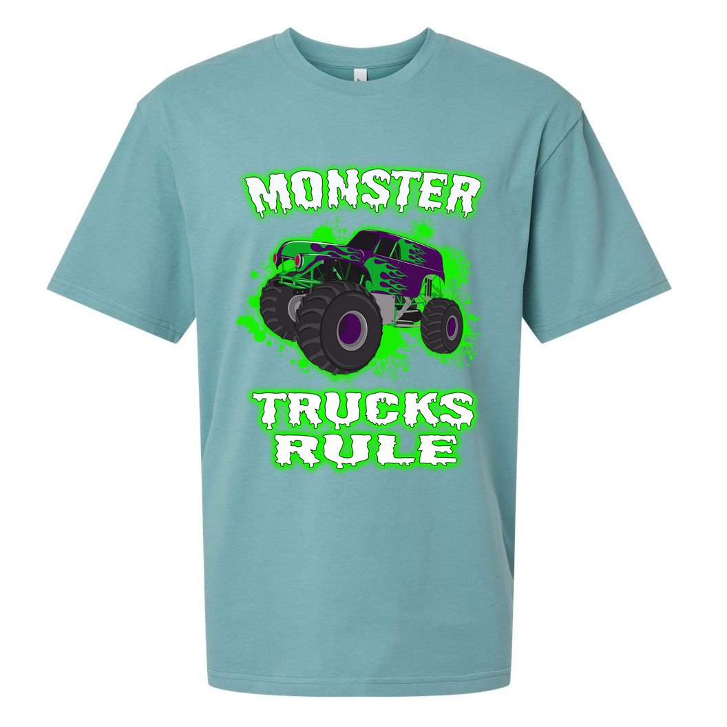 Awesome Monster Trucks Rule Sueded Cloud Jersey T-Shirt