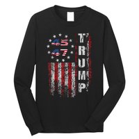 American Made Trump Merchandise Flag Trump 45 47 Trump 2025 Long Sleeve Shirt