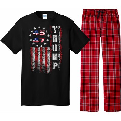 American Made Trump Merchandise Flag Trump 45 47 Trump 2025 Pajama Set