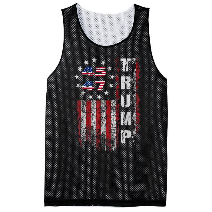 American Made Trump Merchandise Flag Trump 45 47 Trump 2025 Mesh Reversible Basketball Jersey Tank