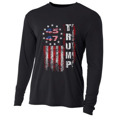 American Made Trump Merchandise Flag Trump 45 47 Trump 2025 Cooling Performance Long Sleeve Crew