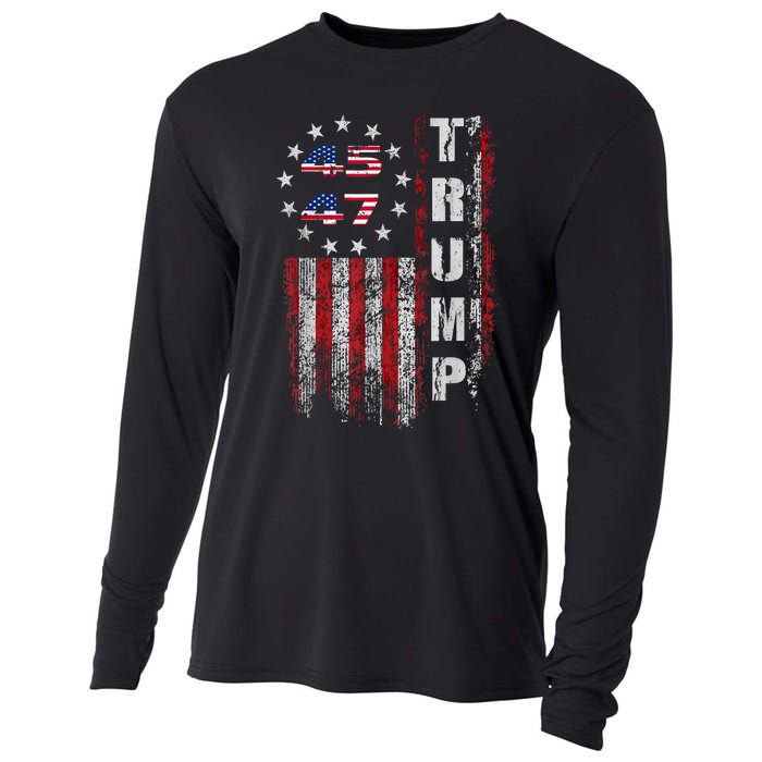 American Made Trump Merchandise Flag Trump 45 47 Trump 2025 Cooling Performance Long Sleeve Crew