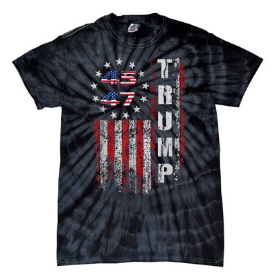 American Made Trump Merchandise Flag Trump 45 47 Trump 2025 Tie-Dye T-Shirt