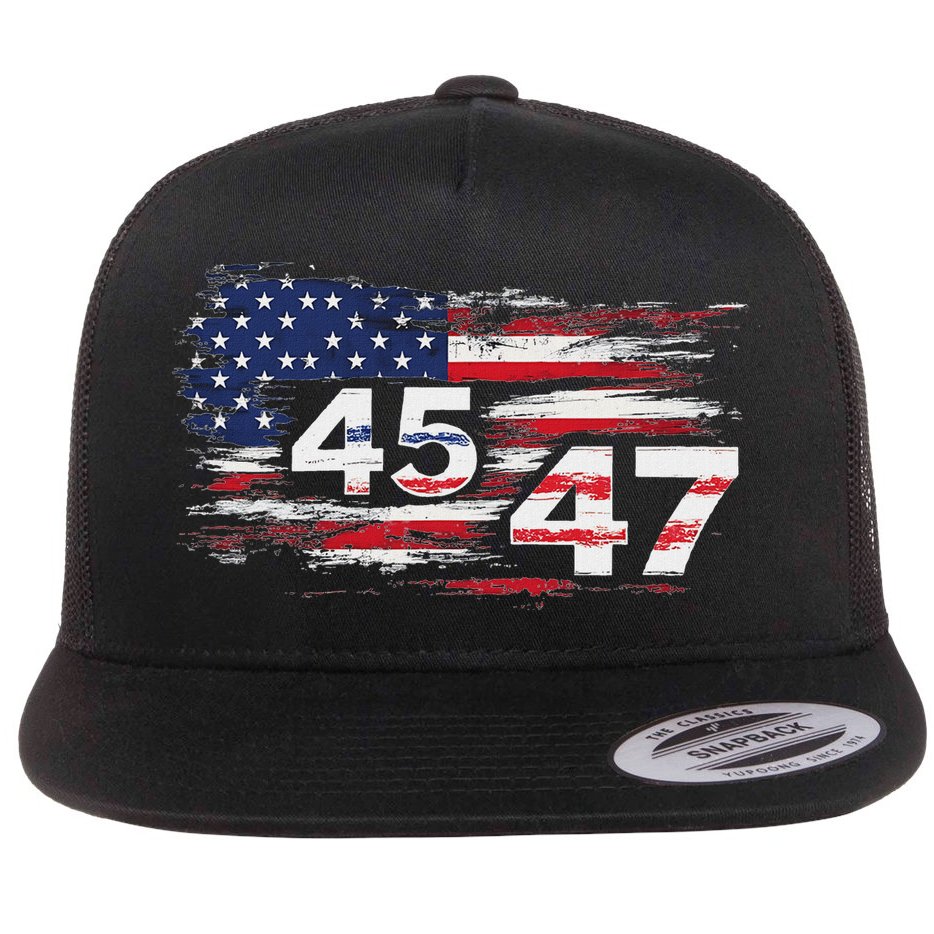 American Made Trump 45 47 Flat Bill Trucker Hat