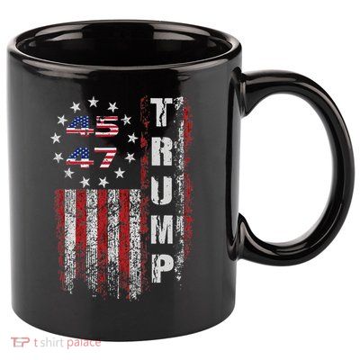 American Made Trump Merchandise Flag Trump 45 47 11oz C Handle Ceramic Mug