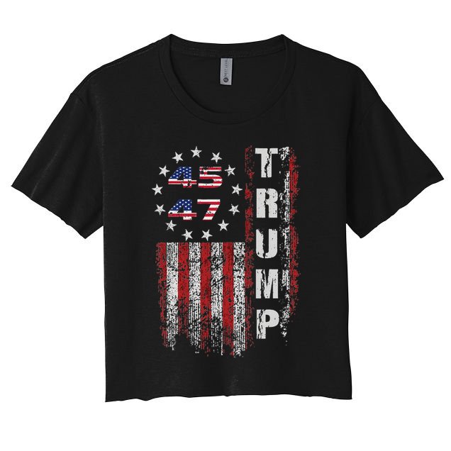 American Made Trump Merchandise Flag Trump 45 47 Crop Top