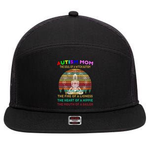 Autism Mom The Soul Of A Witch Autism Awareness Gift 7 Panel Mesh Trucker Snapback Hat